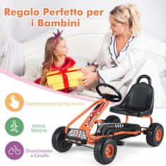 Costway Otroški gokart z nastavljivim sedežem in ročno zavoro oranžen