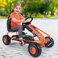 Costway Otroški gokart z nastavljivim sedežem in ročno zavoro oranžen
