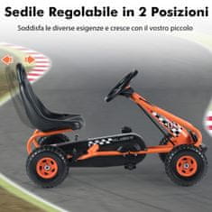 Costway Otroški gokart z nastavljivim sedežem in ročno zavoro oranžen