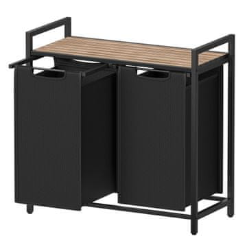 Songmics Koš za perilo, 2-prekatna košara za perilo, 73x33x72 cm, črna