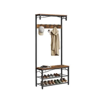 Songmics Stojalo za plašče, 80x32x178.5 cm, rjavo