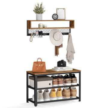 Songmics Predsoba klop s stojalom, 73x30x45.5 cm, rjava