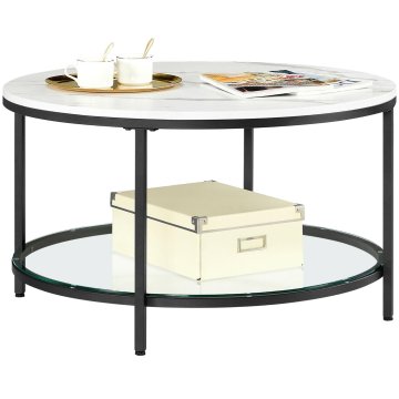 Songmics Klubska mizica, 80x80x45 cm, bela, s shrambo