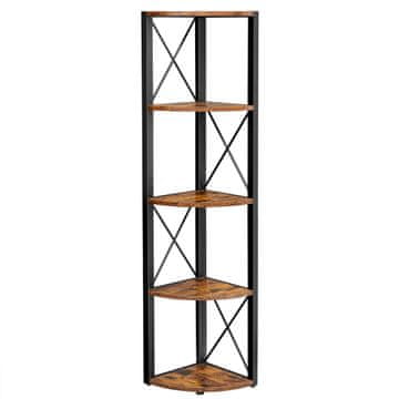 Songmics Kotna polica, 5 polic, 30x30x160 cm, rjava