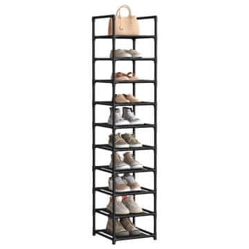 Songmics Stojalo za čevlje, 10 polic, 33x33x173 cm, črno