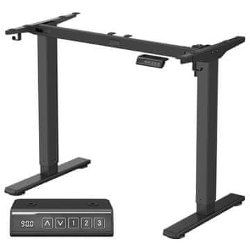 Songmics Električni okvir mize z nastavljivo višino brez plošče, 59.6x90-140x72-120 cm, črna kot črnilo