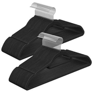 Songmics Obešalniki za oblačila, 50 kosov, 42.7x22x0.6 cm, črni