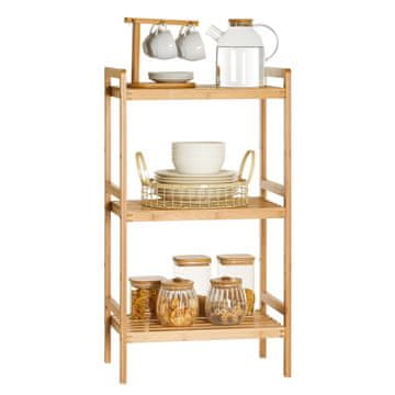 Songmics Shramba regal, 3-nadstropni bambus, 45x31.5x79.5 cm, rjava