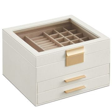 Songmics Škatla za nakit, 23.1x20.3x13.5 cm, bela