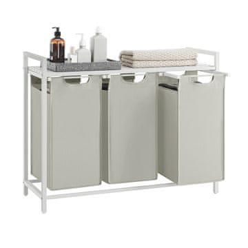 Songmics Koš za perilo, 3 predelki, 92.5x33x72 cm, bela