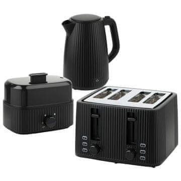Homestar Komplet za zajtrk Električni grelnik vode 1,7L in 4-režni toaster z kuhalnikom za jajca Črn