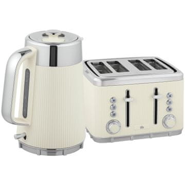 Homestar Komplet za zajtrk Električni grelnik vode 1,7L in 4-režni toaster Krem