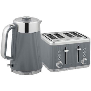 Homestar Komplet za zajtrk Električni grelnik vode 1,7L in toaster za 4 rezine 21,2x15,5x25,5 cm Siva
