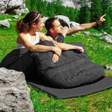 0.00023 Goplus dvojna spalna vreča za 2 osebi XL odeja spalna vreča z 2 vzglavnikoma črna 220 x 150 cm