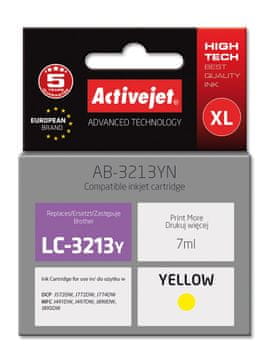 ActiveJet Zamjenska tinta Activejet AB-3213YN za Brother LC3213Y, 7 ml, žuta