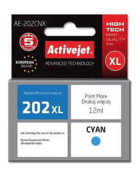 ActiveJet Zamjenska tinta Activejet AE-202CNX za Epson 202XL H24010, 12 ml, cijan