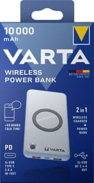 Varta Varta 57913 Power Bank 10000 mAh s bežičnim punjenjem, bijeli