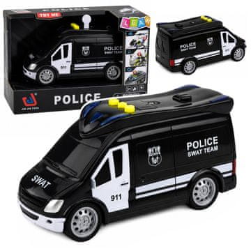 slomart LEAN TOYS Policijski kombi SWAT, črn-bel, s lučmi in zvoki