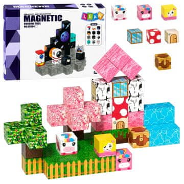 slomart LEAN TOYS Magnetske kocke za gradnjo, motivi, 50 kosov