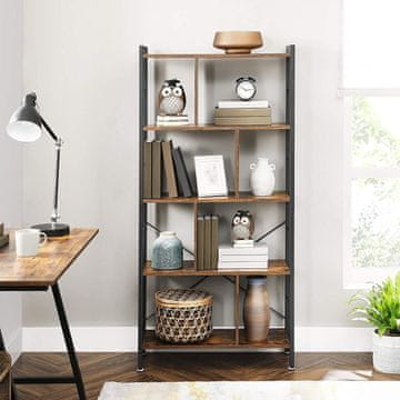 Songmics Knjižna polica 4 nivoji 74x30x154.5 cm rjava
