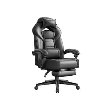Songmics Gaming stol z naslonjalom za noge 70x64x120-128 cm Črn