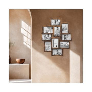 Songmics Kolaž okvir za slike 60x3.6x49.3 cm rjave barve