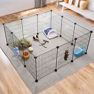 Songmics Ograja za male živali 143x73x46 cm Črna