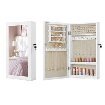 Songmics Omara za nakit 10x37x67 cm bela