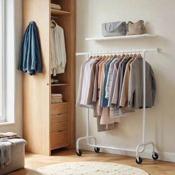 Songmics Oblekalni regal 45x110x162.9 cm Bela kovina