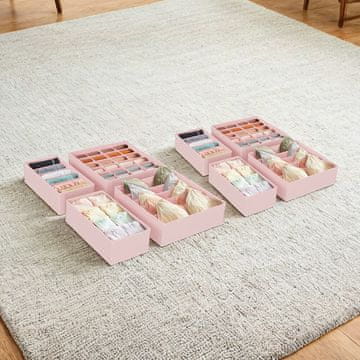 Songmics Set organizatorjev predalov 32x32x10 cm roza