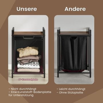 Songmics Košara za perilo 2 predelka 50x33x72 cm črna