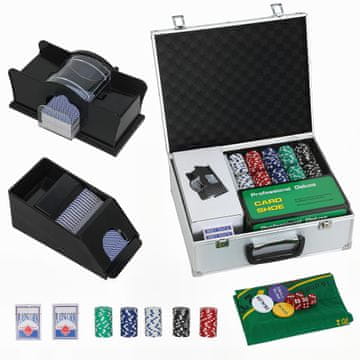 Homestar Komplet za poker 300 žetonov 2 kompleta kart Kocke Škatla 36x30x15 cm Srebrna