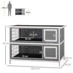 Homestar Majhen dvonadstropni kletka za male živali 136,4x50x93 cm siva