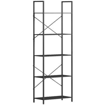 Homestar Knižna omara 5 polic 60x30x170,5 cm Črna