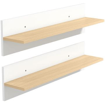 Homestar Komplet 2 stenskih polic 80x16,5x20 cm, bela in naravni les