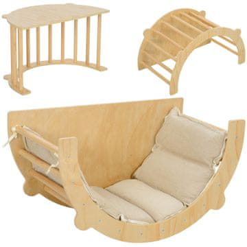 Homestar Plezalni lok 3v1 z blazino 90x52x50 cm naravno leseno