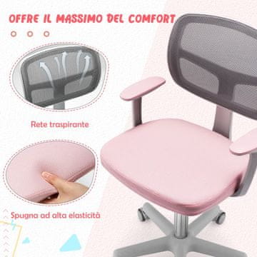 Costway Nastavljiva otroška miza in stol z ergonomsko mizo in vrtljivim mrežastim sedežem