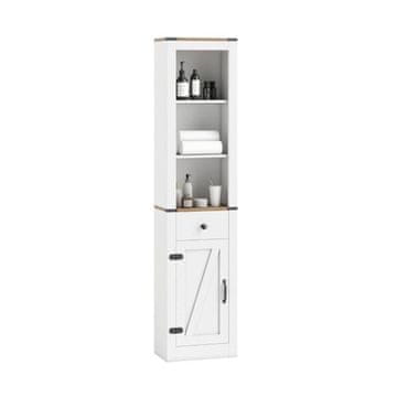 Costway Kopalniški kabinet 172 cm visok z drsnimi vrati, ozka vitka shramba in predal, bela