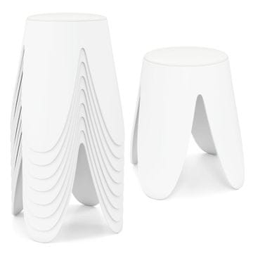 Costway Set 8 zložljivih plastičnih stolov, višina 46 cm, bela