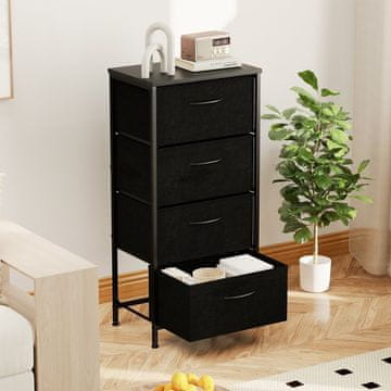 Costway Predalnik s 4 predali, lesen vrh, črno kovinsko ogrodje