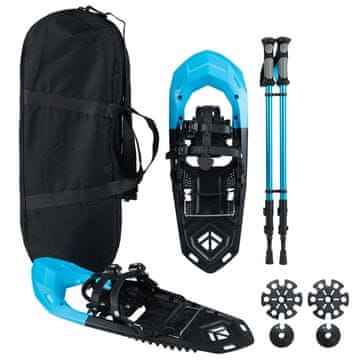Costway Komplet snežnih krpljev 62 cm z gorniškimi palicami, nosilnost 90 kg, modra