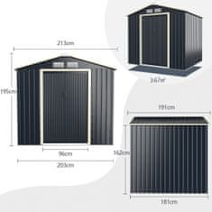 Costway Zunanja shramba 3,4x3,19 m, 2,77x2,55 m, 2,13x1,91 m s drsnimi vrati