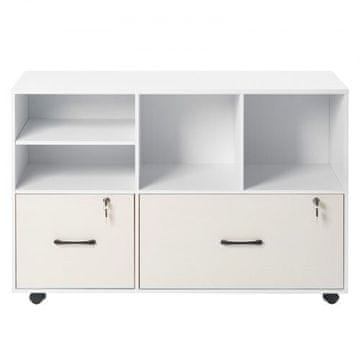 VEVOR Mobilna omara za dokumente z 2 predaloma, odprte police, 108x40x73.2 cm, bela