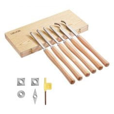 VEVOR Komplet orodij za struženje lesa 6-delni 472x217x46 mm z lesenim ročajem