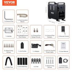 VEVOR Dieselski grelec zraka 8kW vse v enem, vertikalen, prenosni, 12V 24V, Bluetooth upravljanje, CO alarm