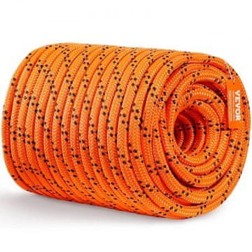 VEVOR Vzpenjaško vrv dvojna pletenica poliester 1.9 cm x 67.1 m oranžna