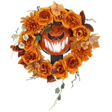 Homestar Halloween venec z motivom buče 44x9x44 cm oranžen