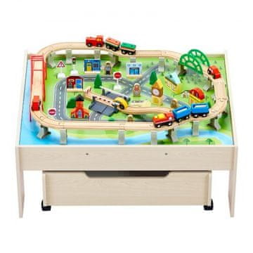 VEVOR Vlakovna miza 3-v-1 lesena aktivnostna miza 78.7x63.5x33 cm večbarvna