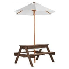 VEVOR Otroška piknik miza 3-v-1 miza za pesek in vodo 89x80x51 cm rjava