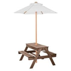 VEVOR Otroška piknik miza 3-v-1 miza za pesek in vodo 89x80x51 cm rjava